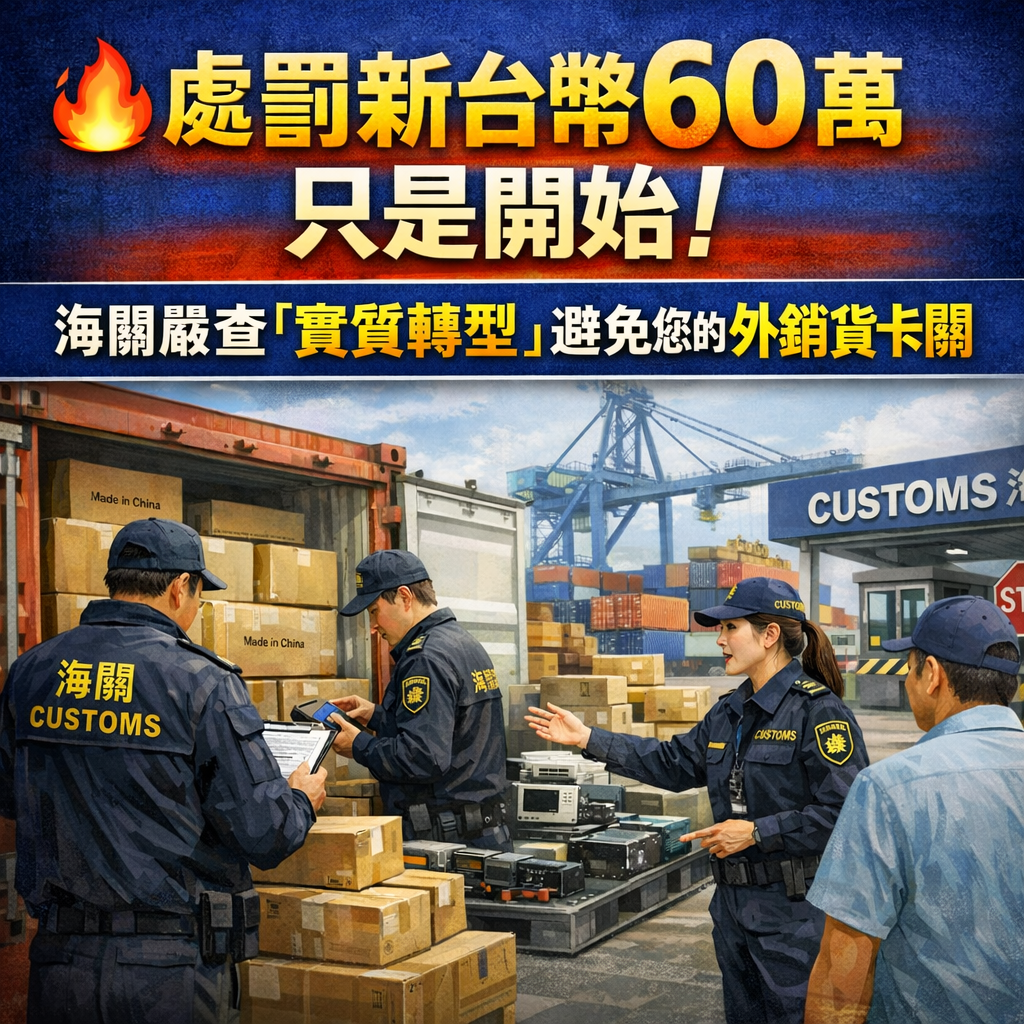 【快訊】🔥處罰新台幣60萬只是開始!海關嚴查「實質轉型」輸美 MIT產地合規提醒